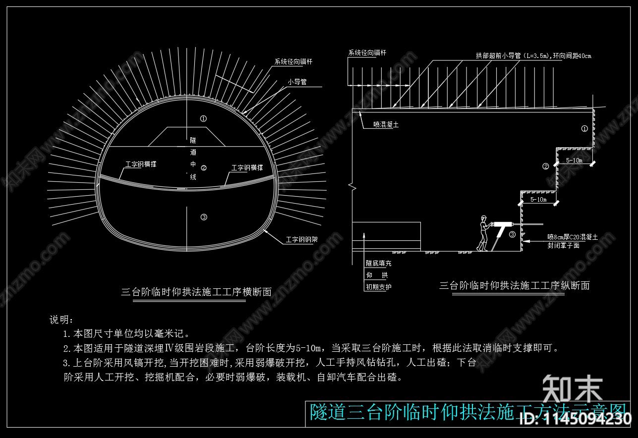 隧道机械化施工作业线示意图流程图cad施工图下载【ID:1145094230】