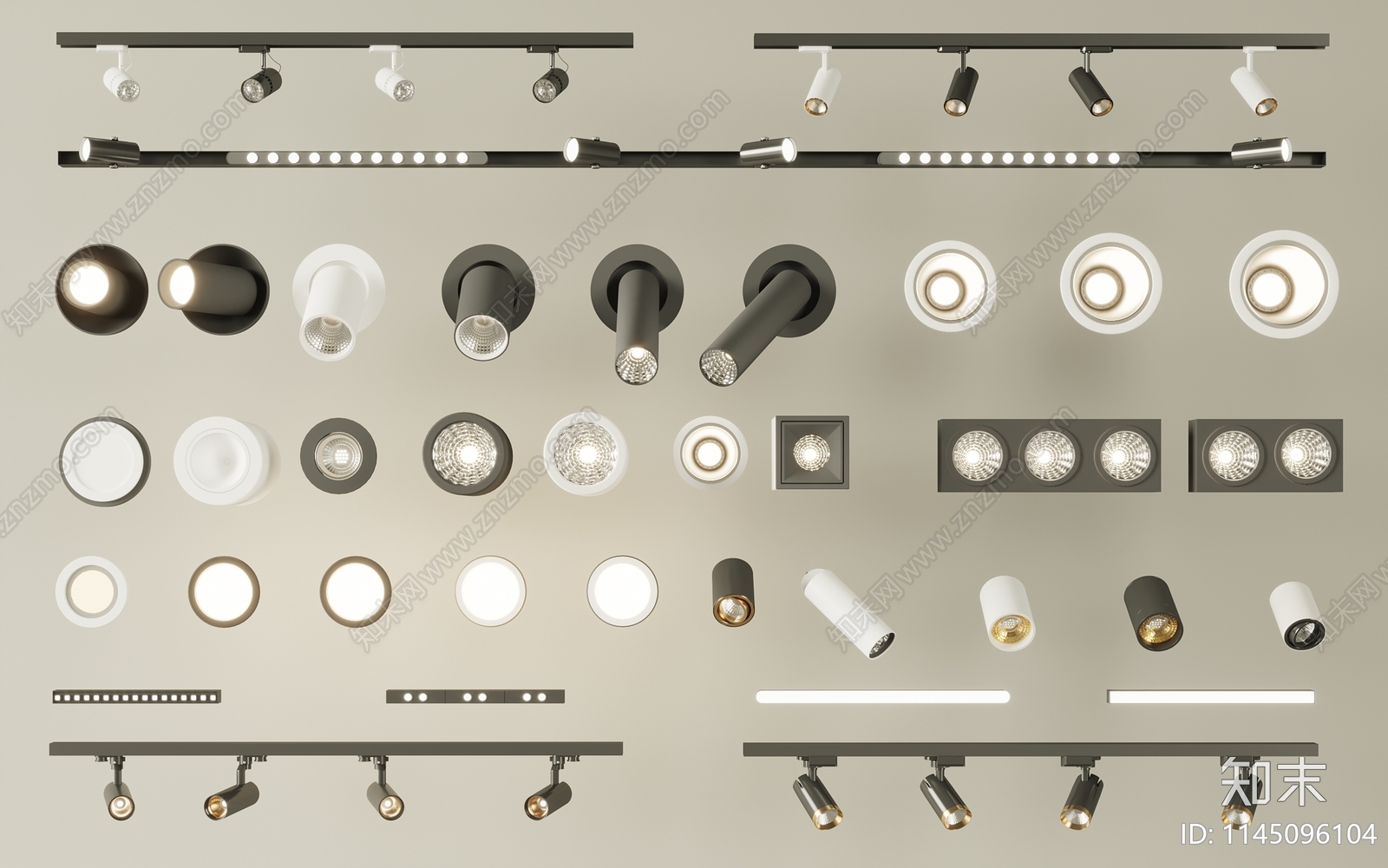 筒灯射灯轨道灯3D模型下载【ID:1145096104】