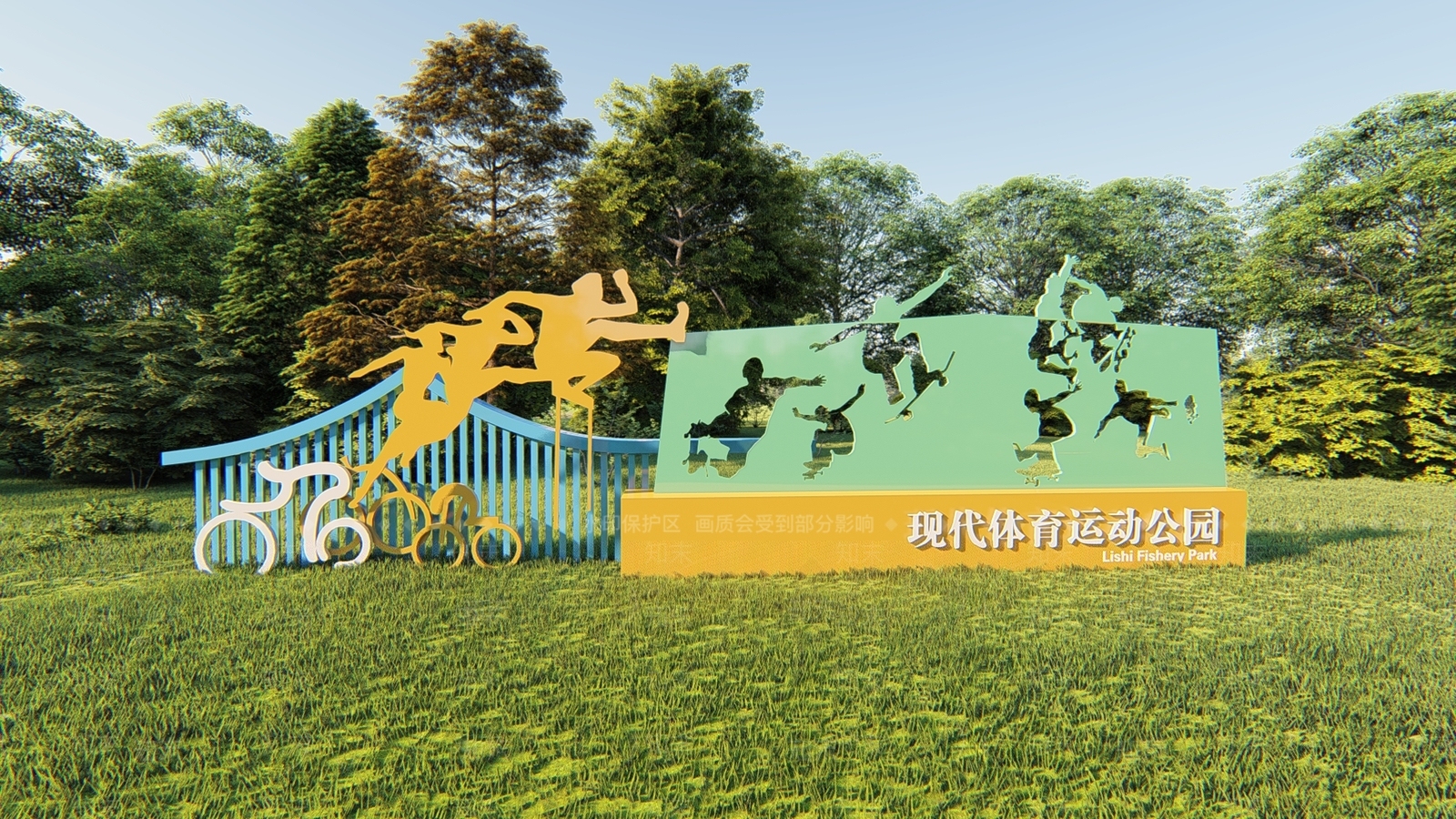 现代城市运动主题导视牌SU模型下载【ID:1145096674】