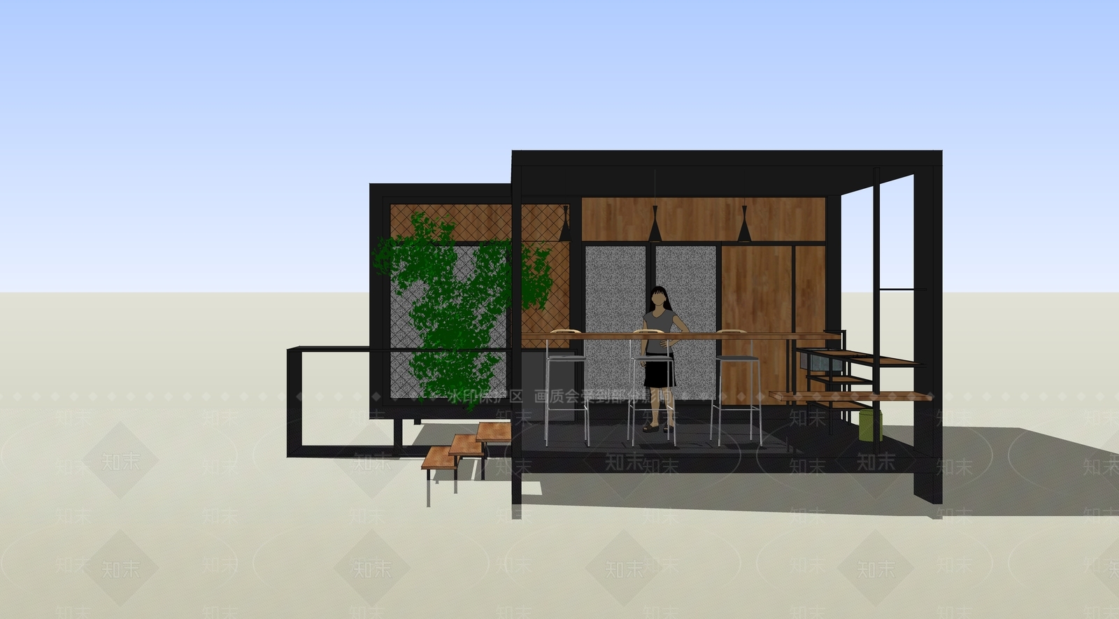 现代咖啡厅SU模型下载【ID:1145097409】