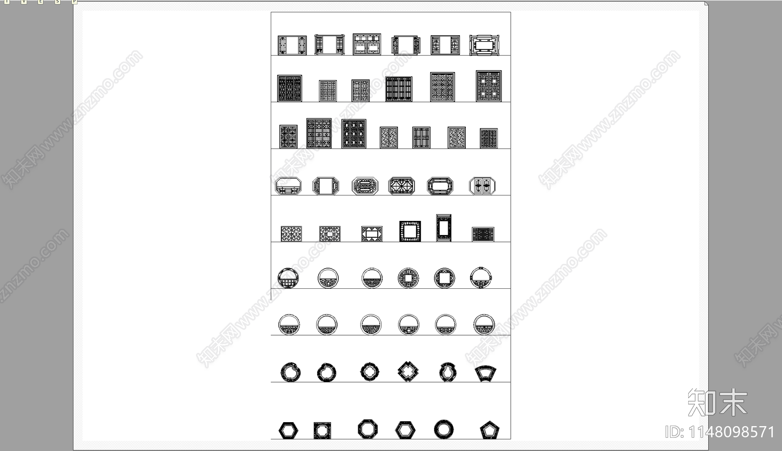 中式各类雕花图案cad施工图下载【ID:1148098571】