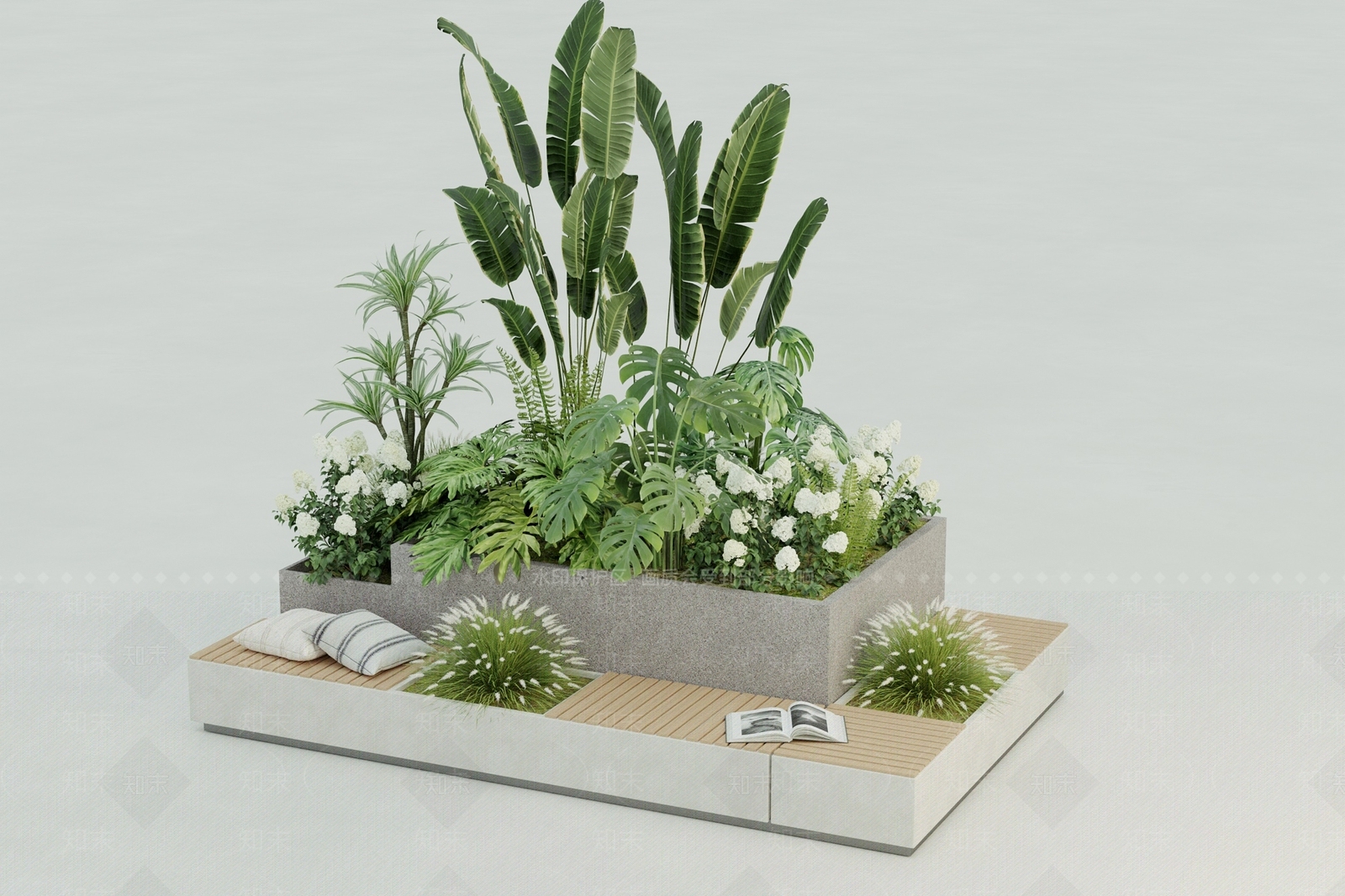 现代花池座椅SU模型下载【ID:1145100478】