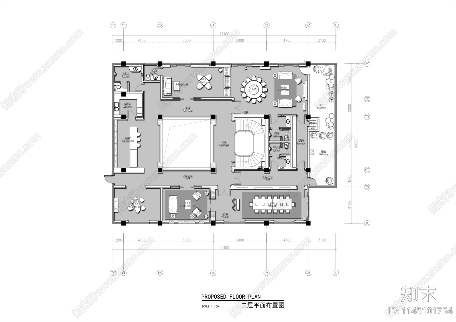 两层高端休闲会所平面布置cad施工图下载【ID:1145101754】