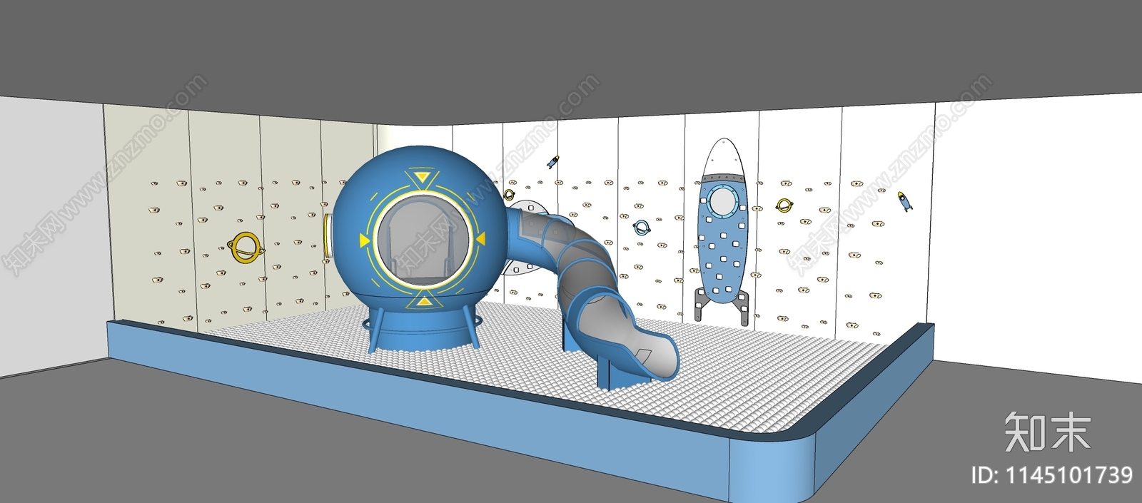 现代室内儿童滑梯设施SU模型下载【ID:1145101739】