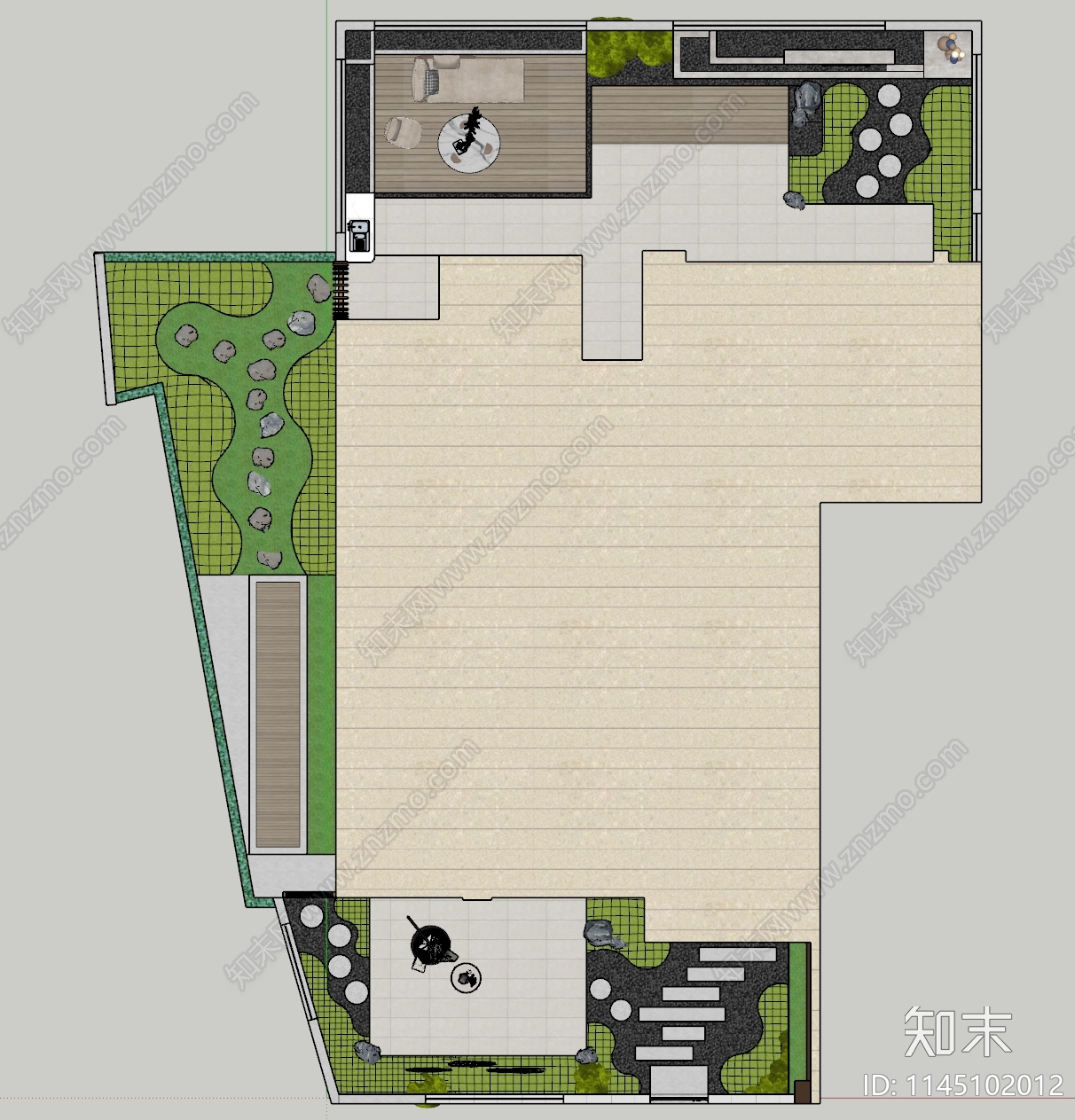 现代庭院花园SU模型下载【ID:1145102012】
