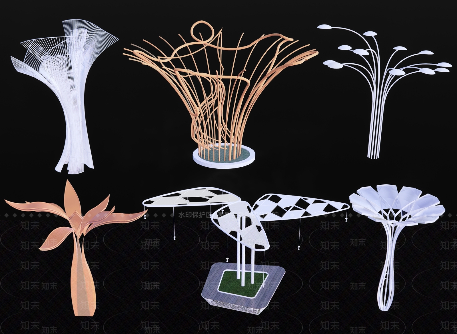 现代异形网红构筑雕塑小品3D模型下载【ID:1145102907】