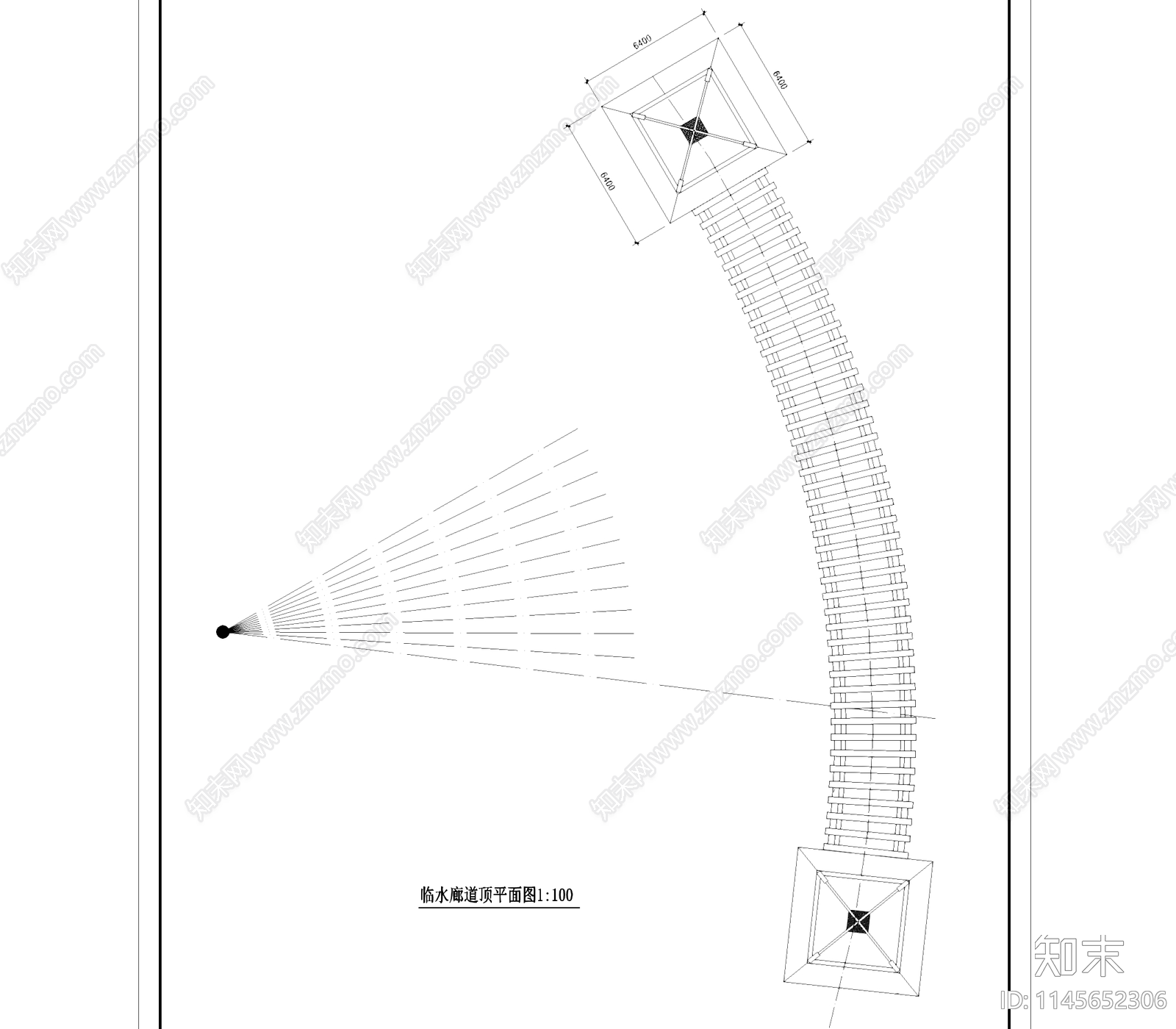 山庄会所前荷塘临水廊道景观cad施工图下载【ID:1145652306】