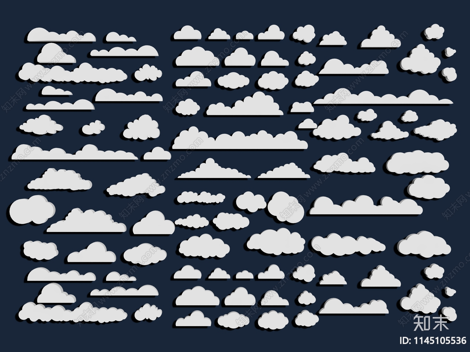 现代云朵墙饰挂件3D模型下载【ID:1145105536】