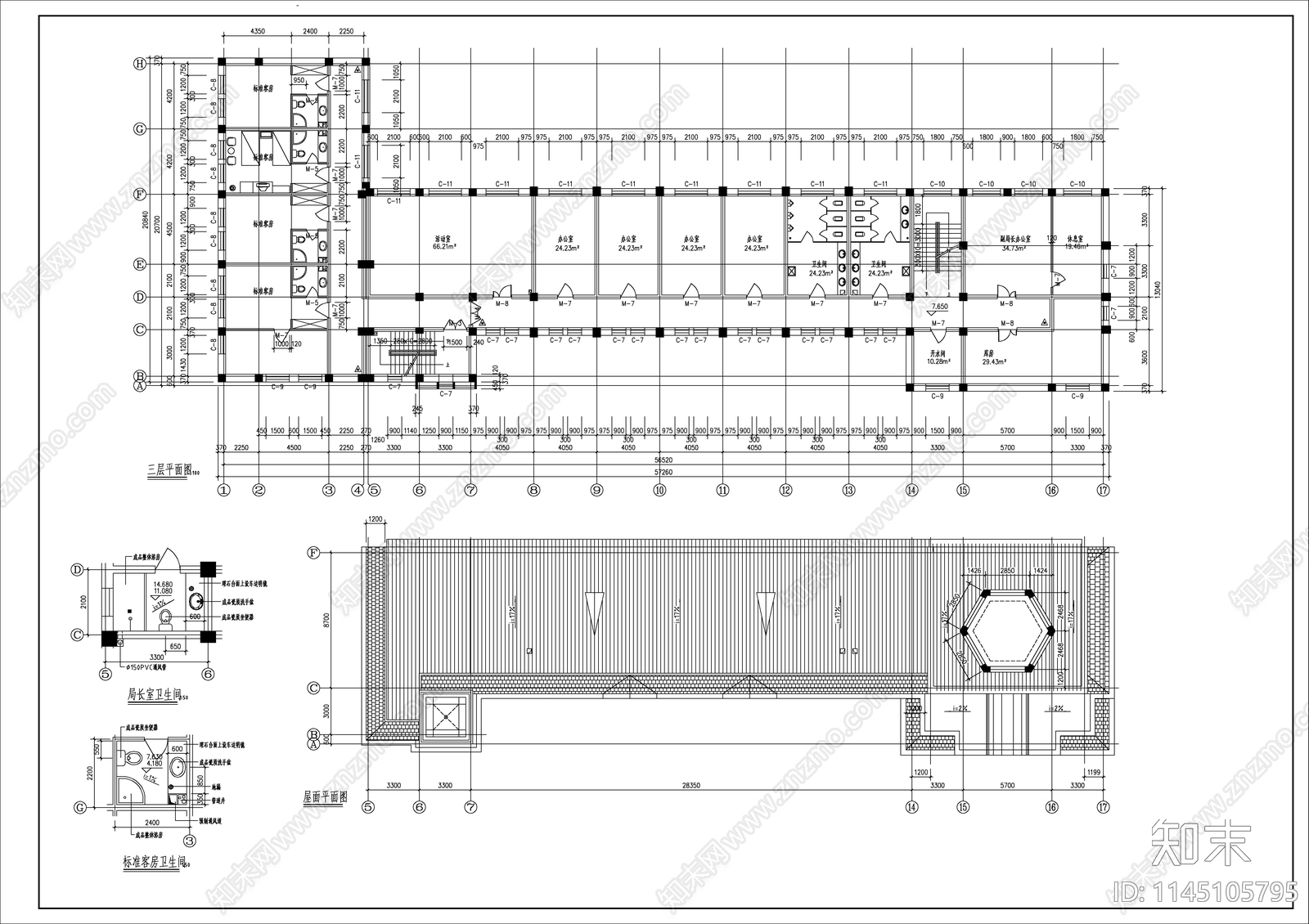 社保局办公楼建筑cad施工图下载【ID:1145105795】