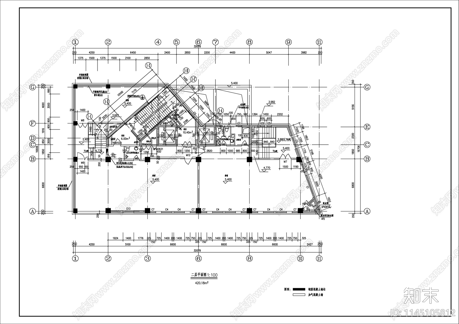 高层商业办公楼综合楼建筑详图cad施工图下载【ID:1145105812】