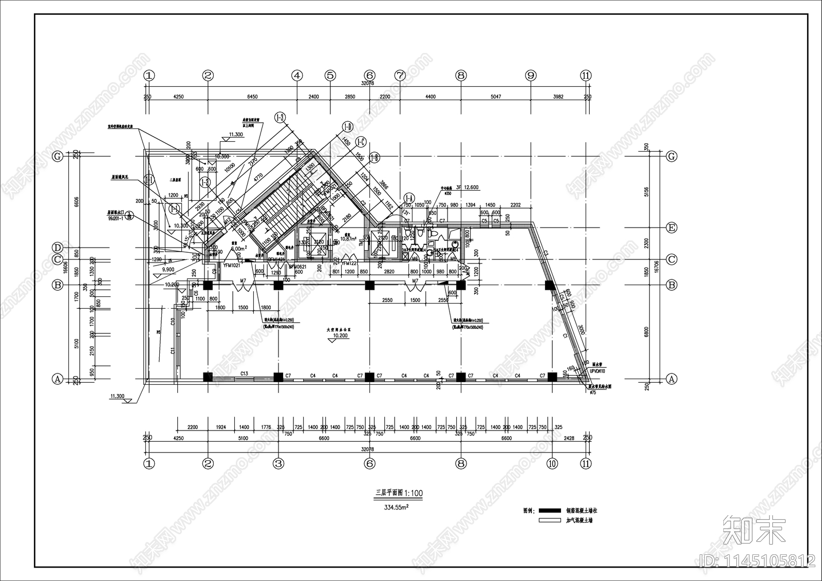 高层商业办公楼综合楼建筑详图cad施工图下载【ID:1145105812】