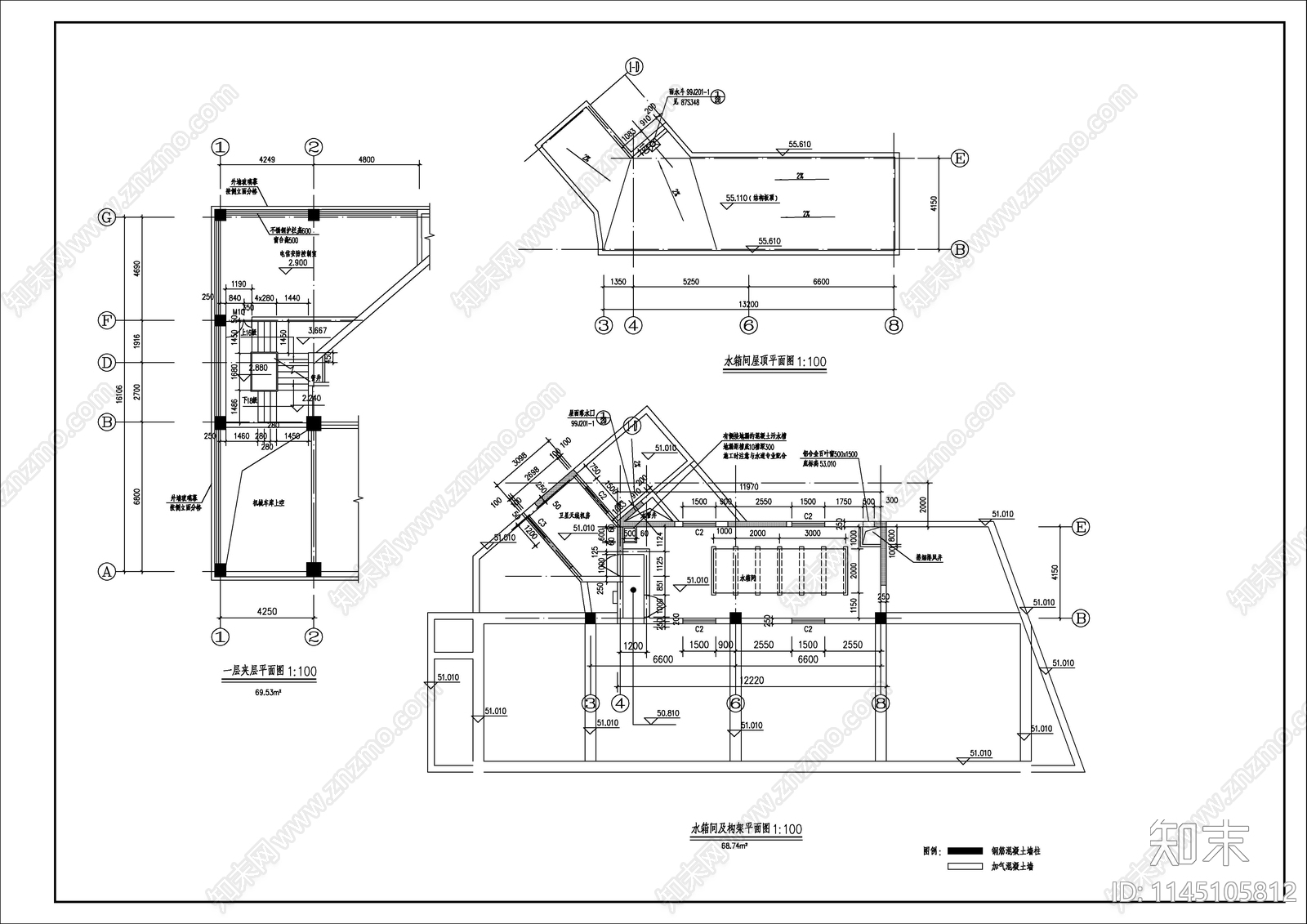 高层商业办公楼综合楼建筑详图cad施工图下载【ID:1145105812】