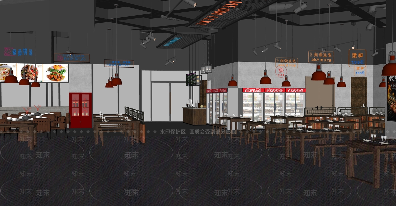 工业风烧烤店SU模型下载【ID:1145105877】