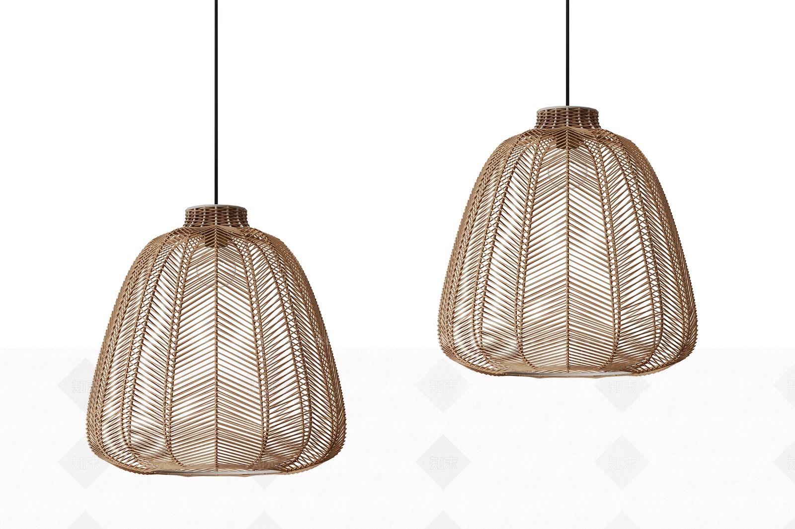 北欧简约藤编吊灯3D模型下载【ID:1145108125】