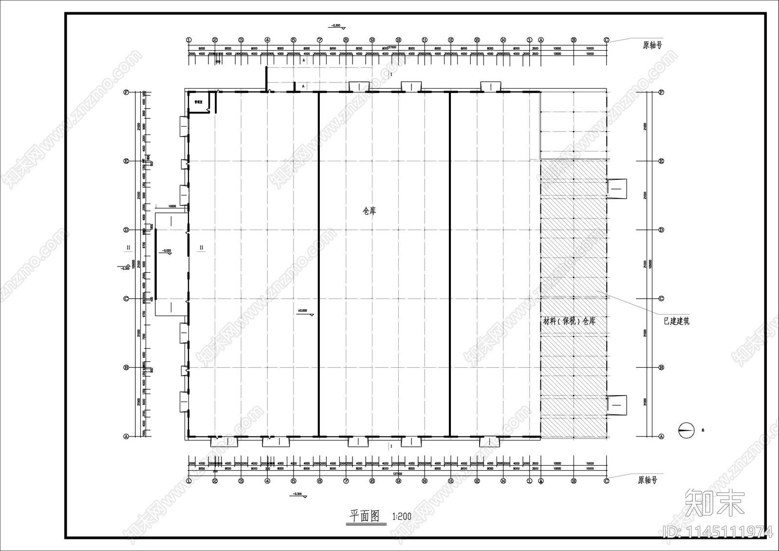 一层保税仓库建筑图cad施工图下载【ID:1145111974】