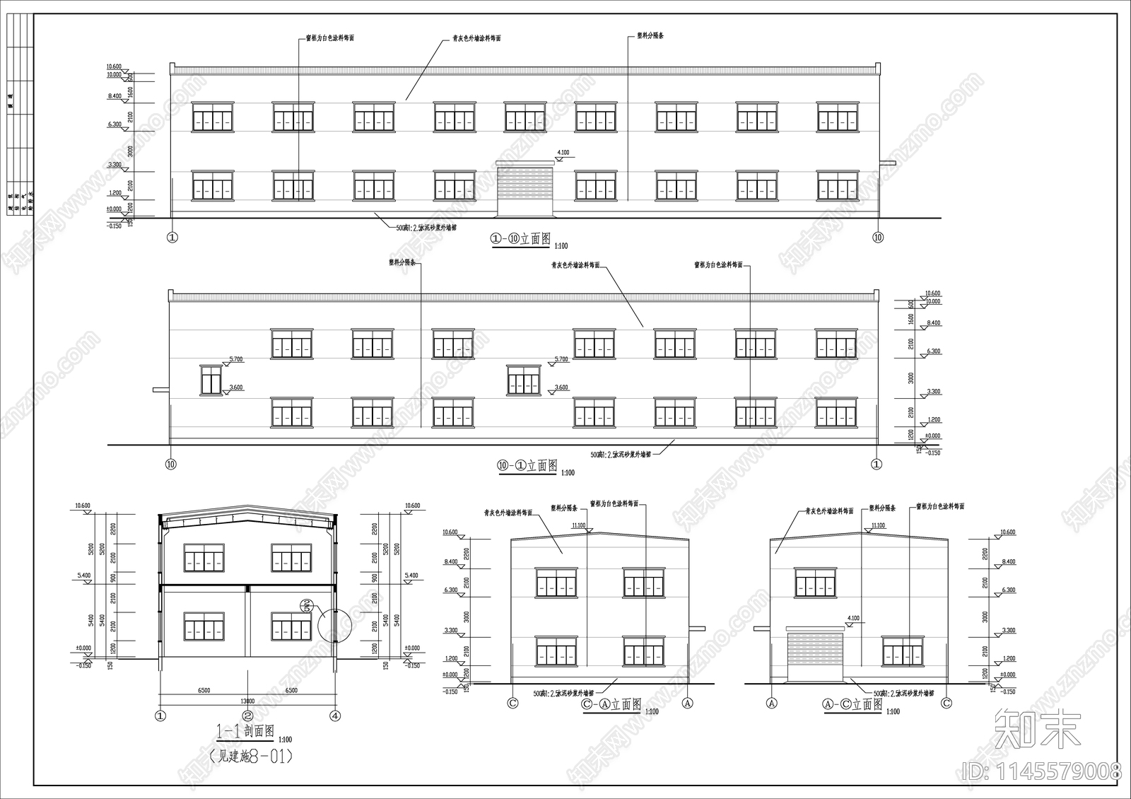 排架结构塑料制品生产车间建筑cad施工图下载【ID:1145579008】