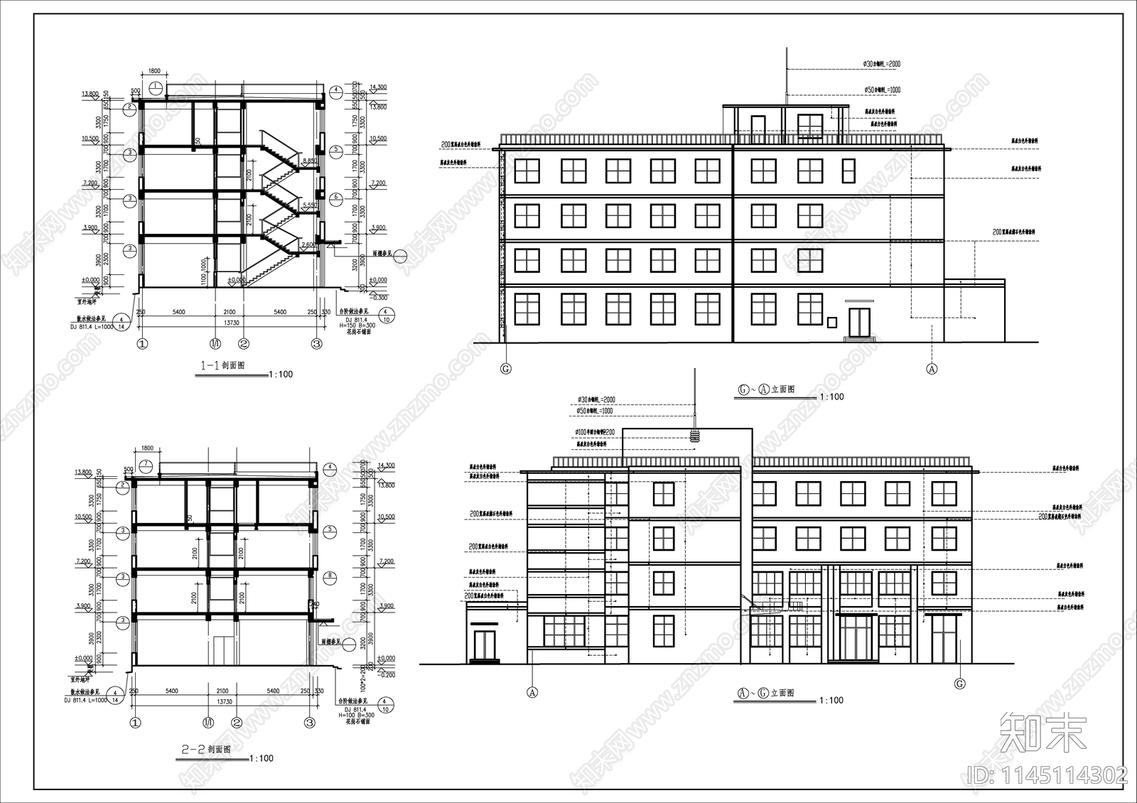 工厂综合楼建筑详图cad施工图下载【ID:1145114302】