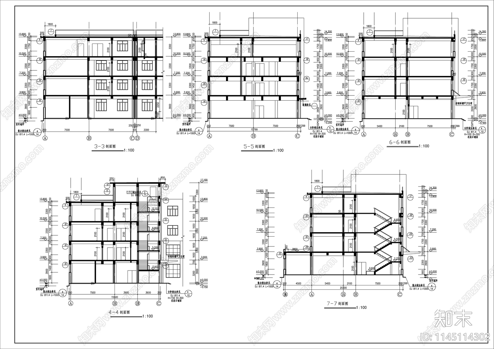 工厂综合楼建筑详图cad施工图下载【ID:1145114302】