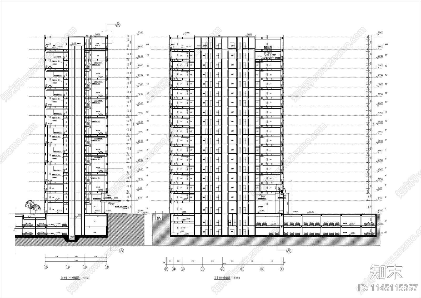 办公楼建建筑详图cad施工图下载【ID:1145115357】