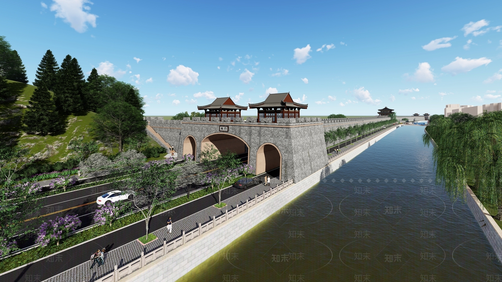 中式古城门SU模型下载【ID:1145136550】