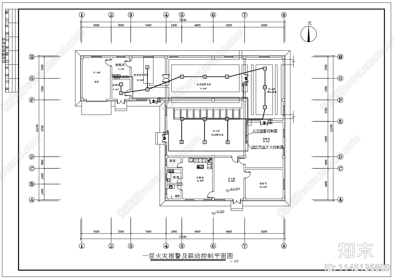变电站七氟丙烷自动灭火系统设计图cad施工图下载【ID:1145136809】