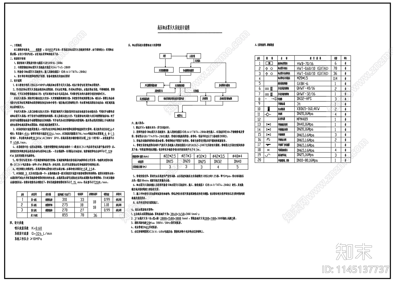 高压细水雾灭火系统设计图cad施工图下载【ID:1145137737】