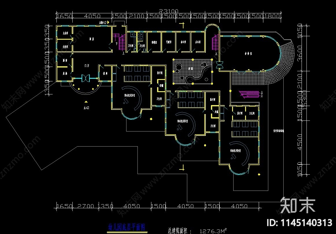 幼儿园建筑cad施工图下载【ID:1145140313】