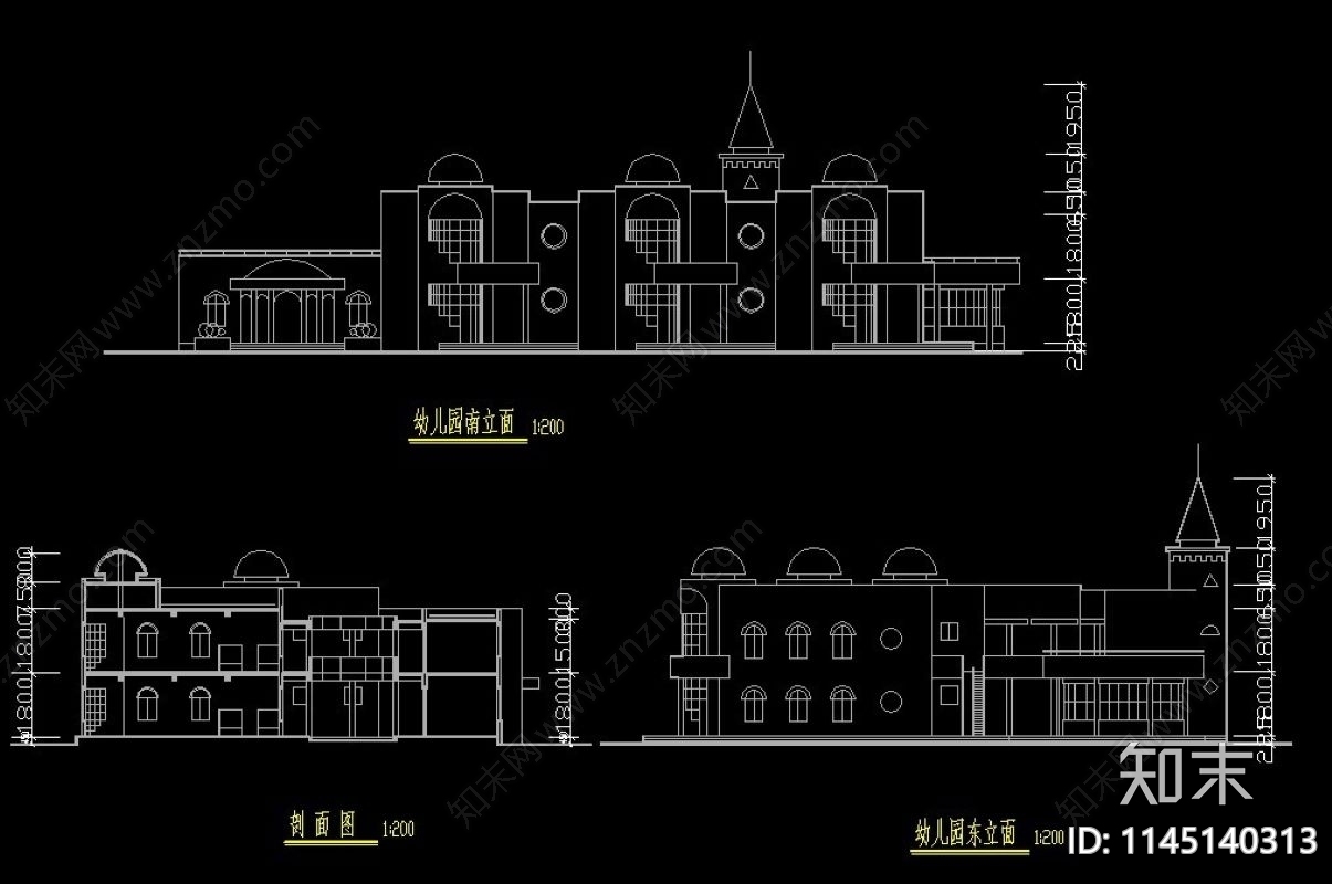 幼儿园建筑cad施工图下载【ID:1145140313】