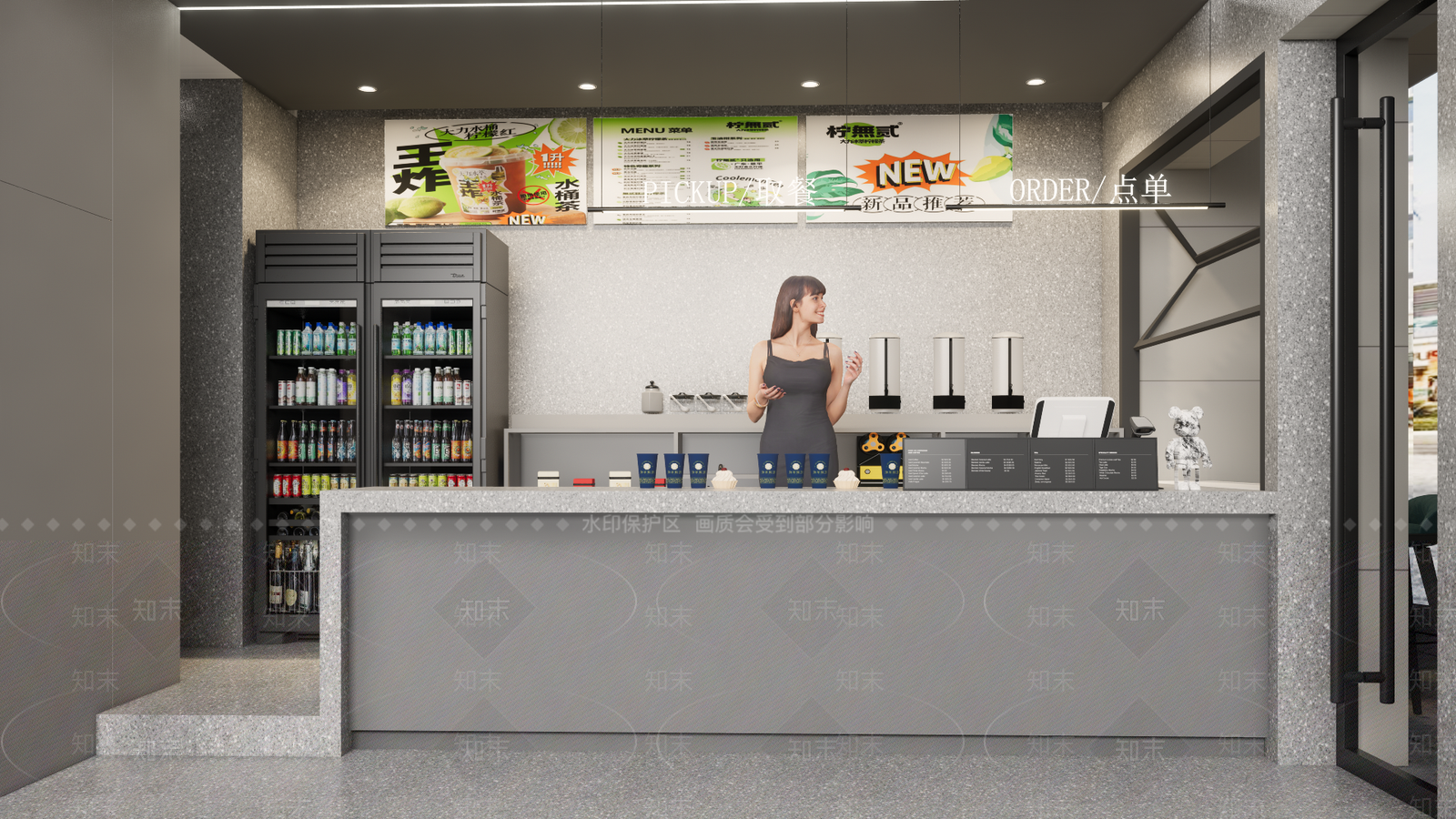 现代商业网红奶茶店SU模型下载【ID:1145142795】