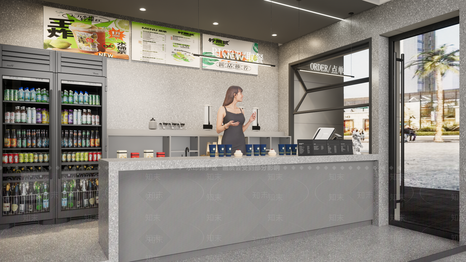 现代商业网红奶茶店SU模型下载【ID:1145142795】