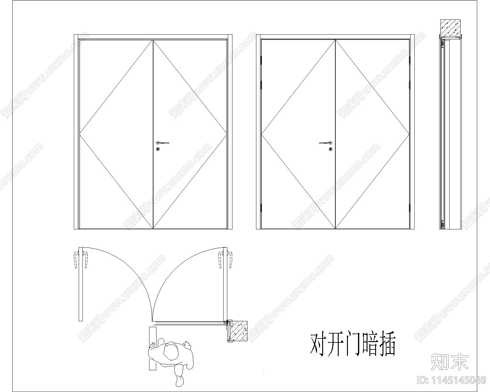 室内门五金详图cad施工图下载【ID:1145145049】