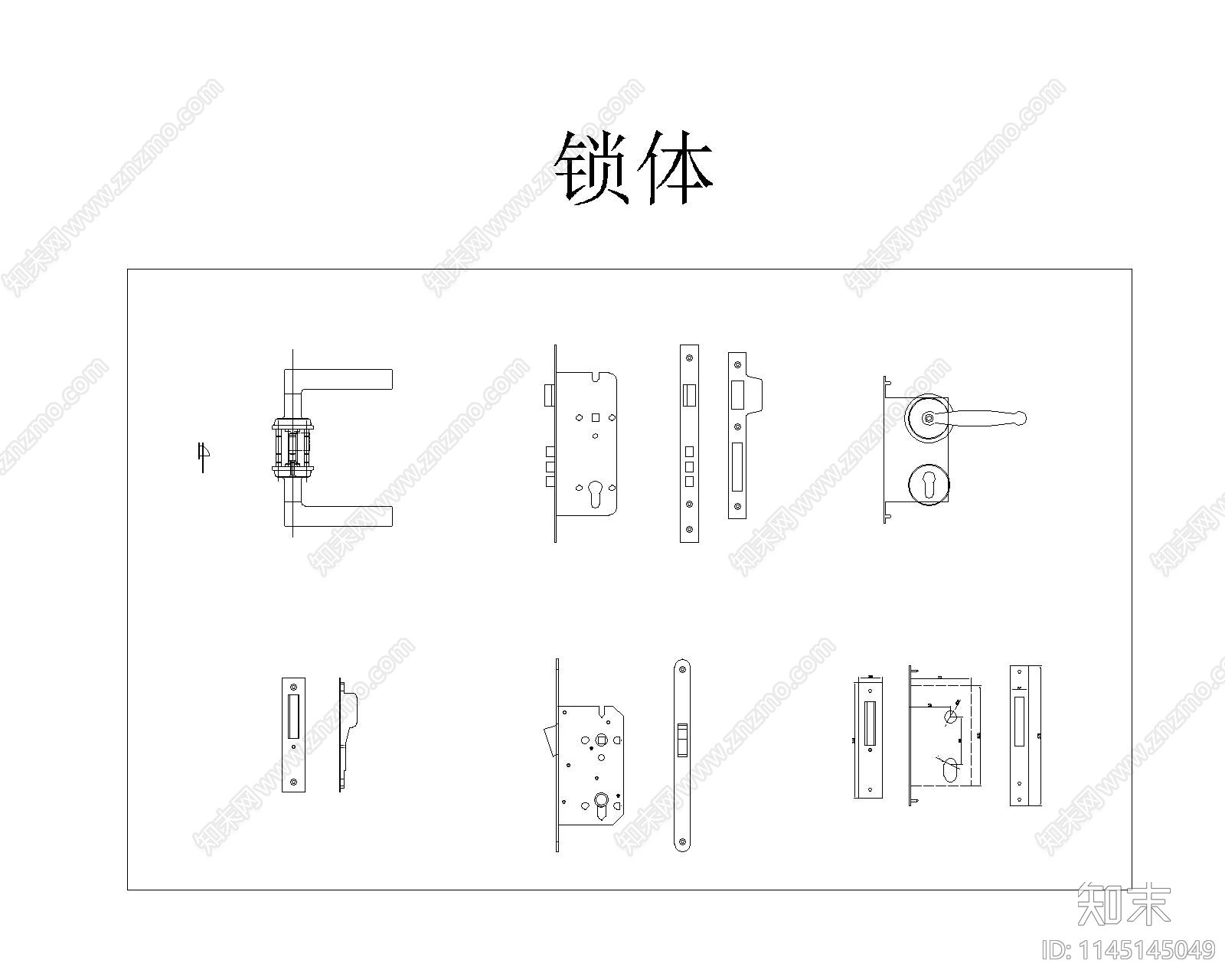 室内门五金详图cad施工图下载【ID:1145145049】