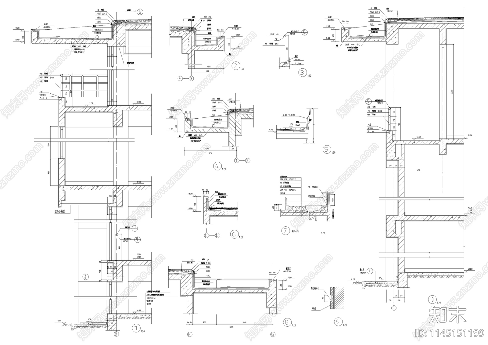 节点详图及墙身剖面施工图下载【ID:1145151199】