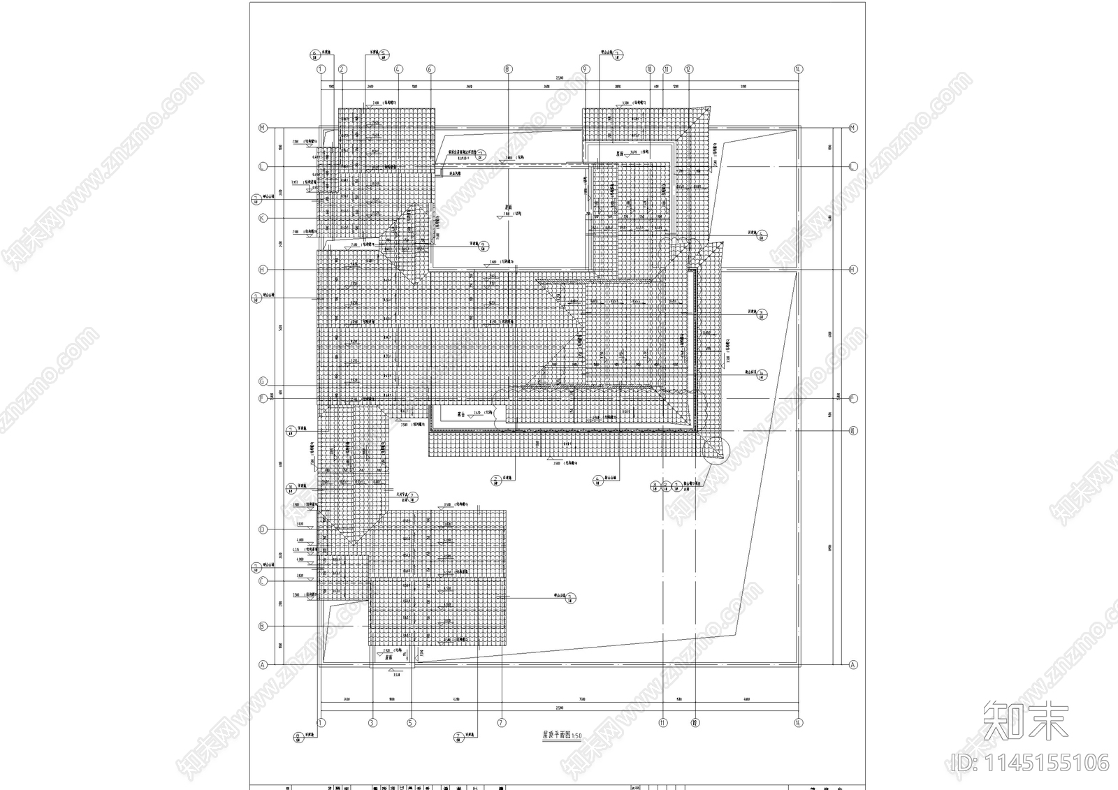 北方中式合院别墅施工图cad施工图下载【ID:1145155106】