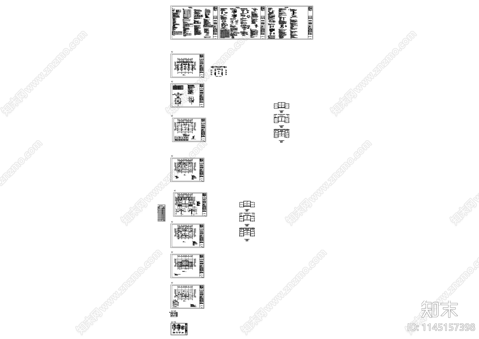 中式仿古街区结构设计cad施工图下载【ID:1145157398】