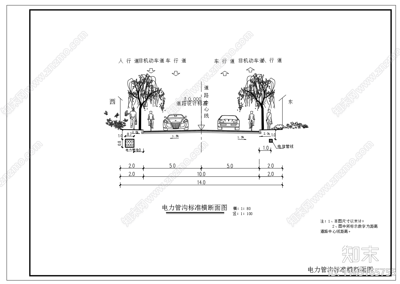 电力管沟埋敷做法图断面图cad施工图下载【ID:1145165755】