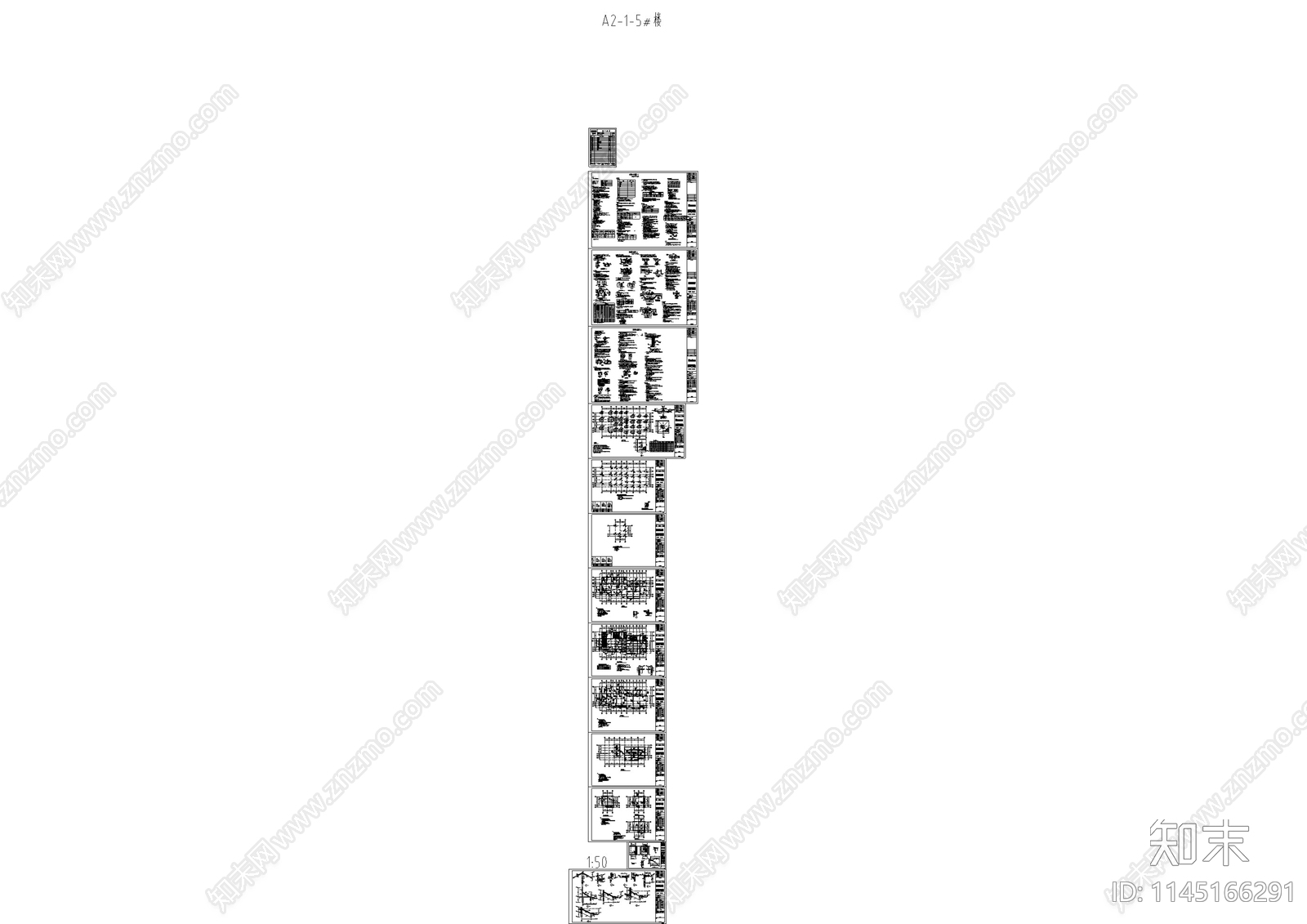 中式仿古街区建筑结构设计cad施工图下载【ID:1145166291】