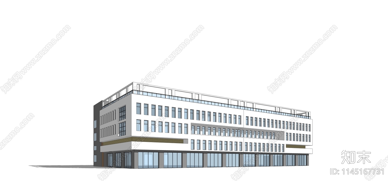 现代多层工厂园区办公楼SU模型下载【ID:1145167731】