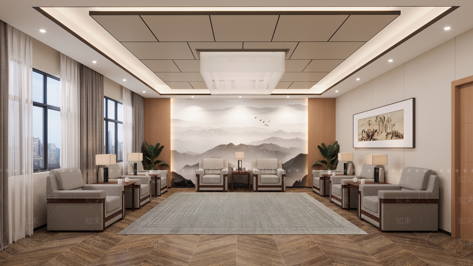 新中式接待室3D模型下载【ID:1145168515】