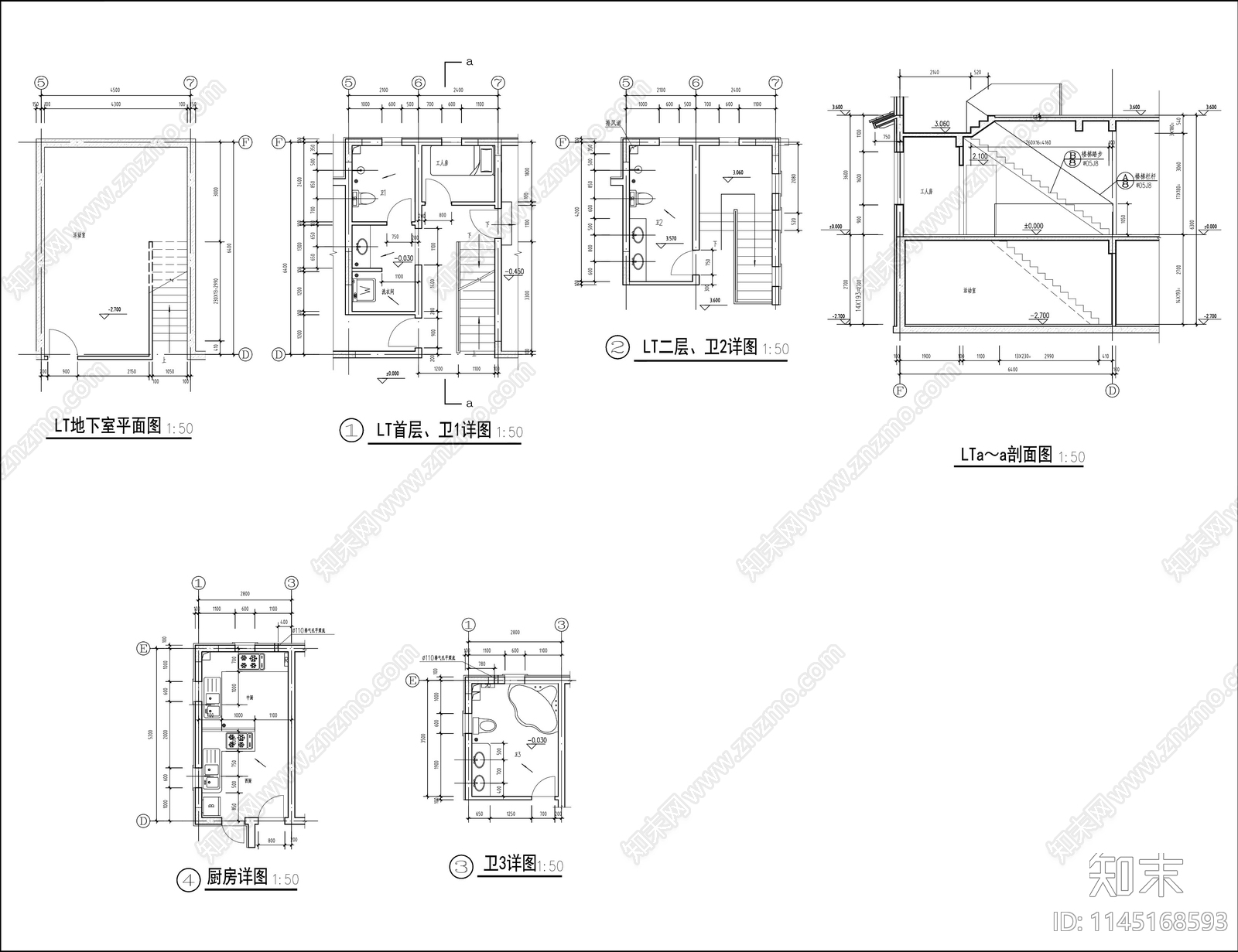 350平独立别墅施工图cad施工图下载【ID:1145168593】