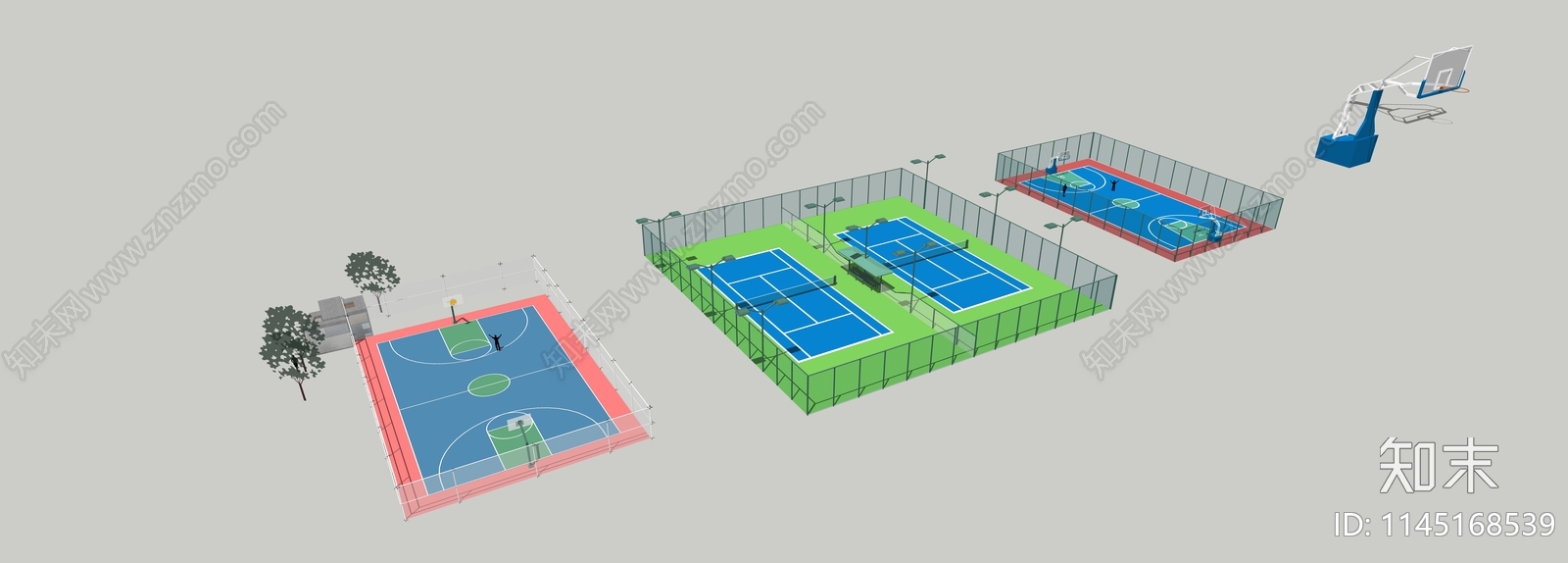 现代篮球场SU模型下载【ID:1145168539】