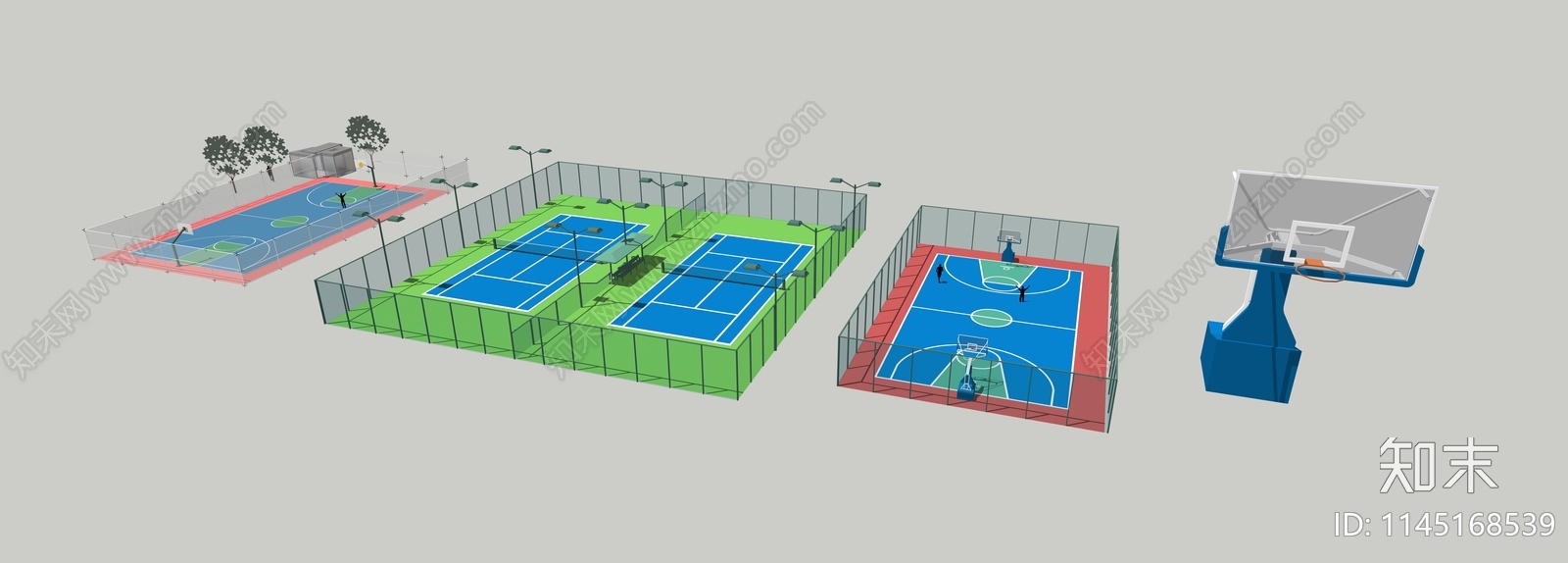 现代篮球场SU模型下载【ID:1145168539】