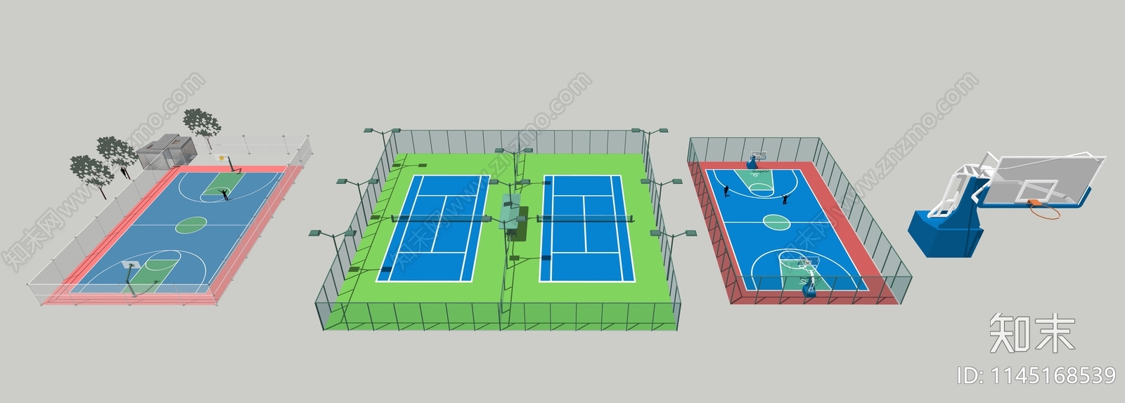 现代篮球场SU模型下载【ID:1145168539】
