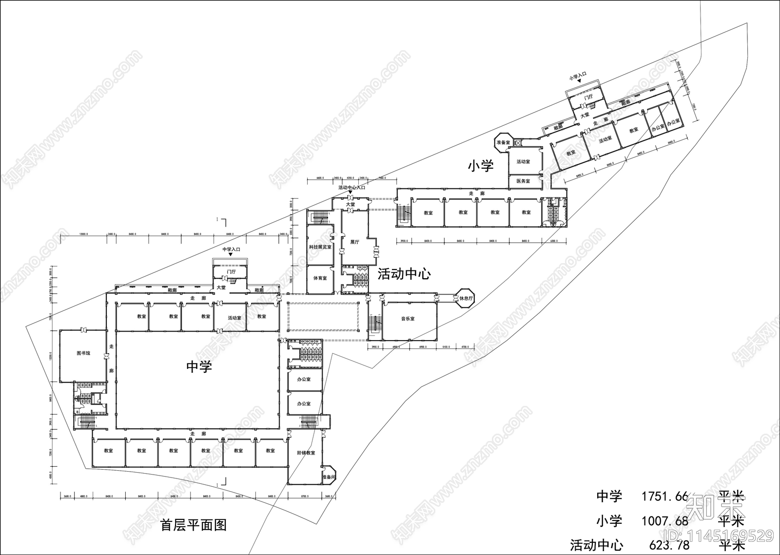 中小学校各层建筑详图cad施工图下载【ID:1145169529】