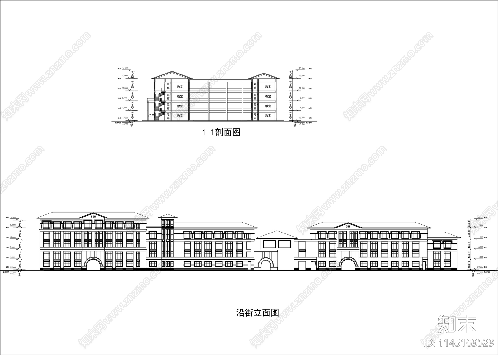 中小学校各层建筑详图cad施工图下载【ID:1145169529】