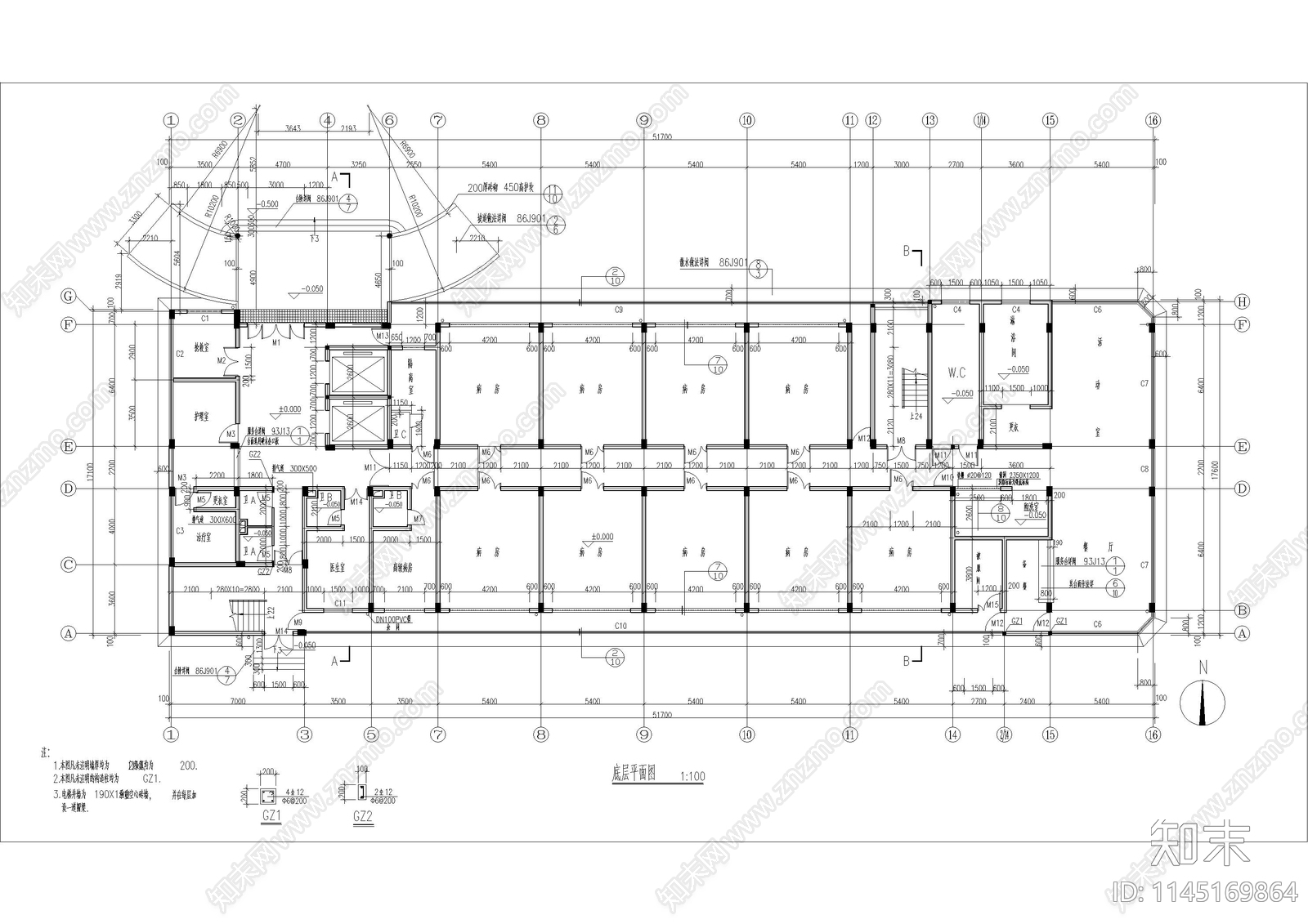 精神病疗养院建筑施工图施工图下载【ID:1145169864】