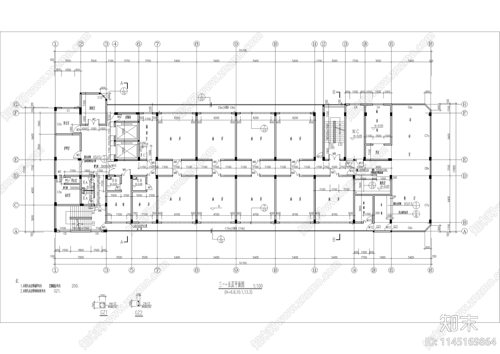 精神病疗养院建筑施工图施工图下载【ID:1145169864】