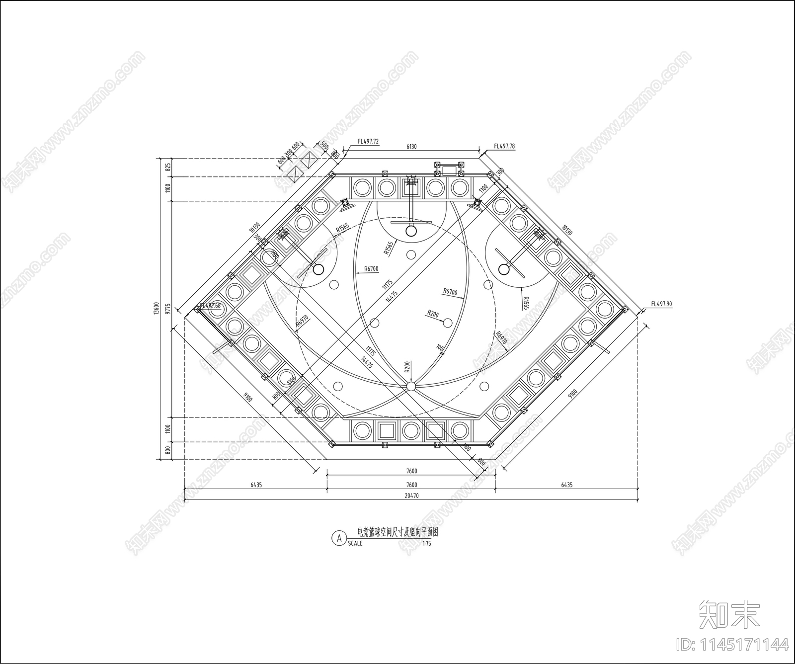 智慧篮球场平面图及详图施工图下载【ID:1145171144】