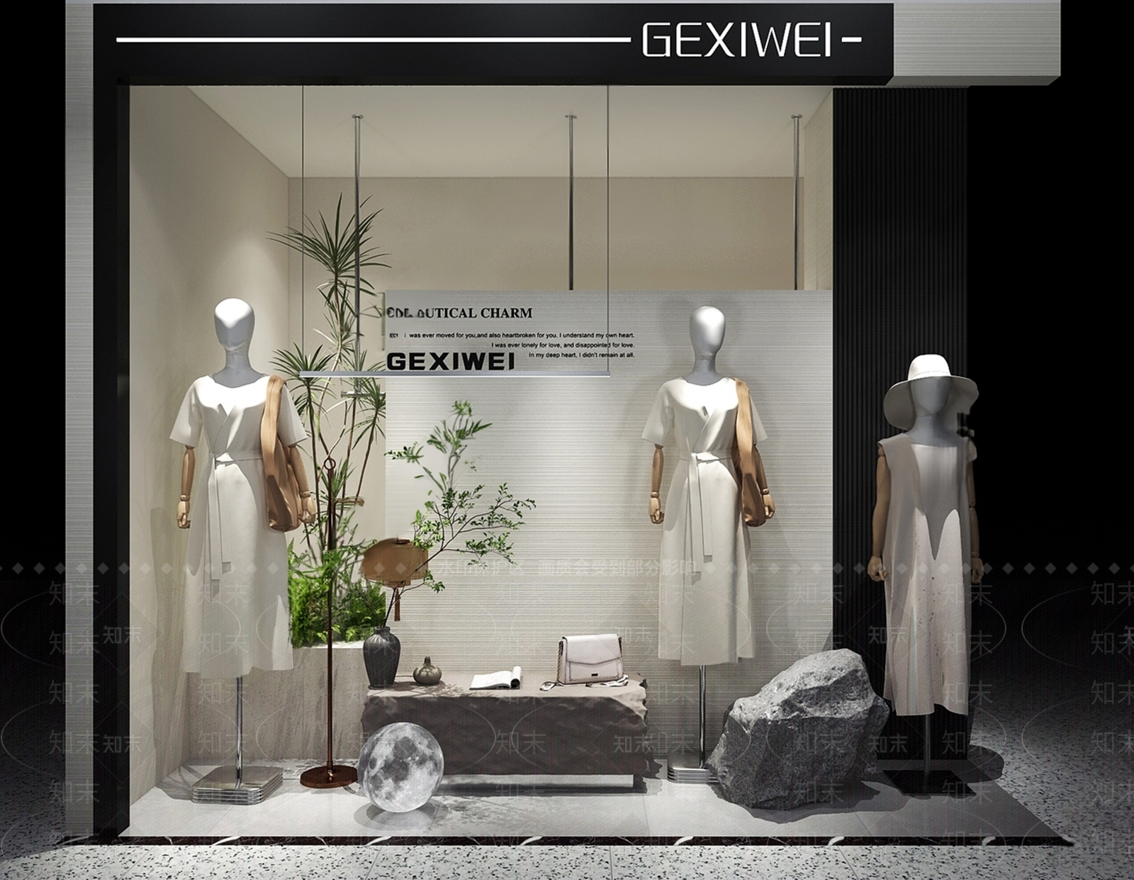 现代时尚女装模特橱窗SU模型下载【ID:1145178279】