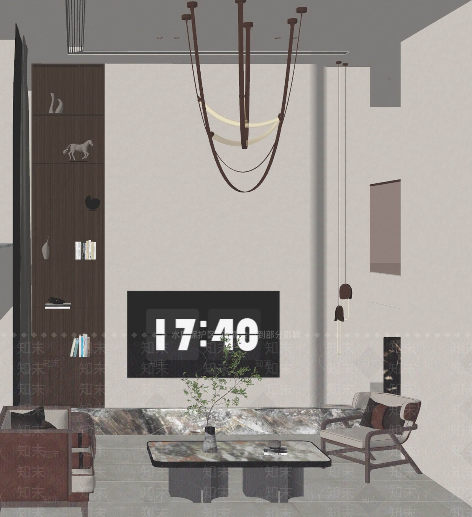 现代别墅客厅SU模型下载【ID:1145182991】